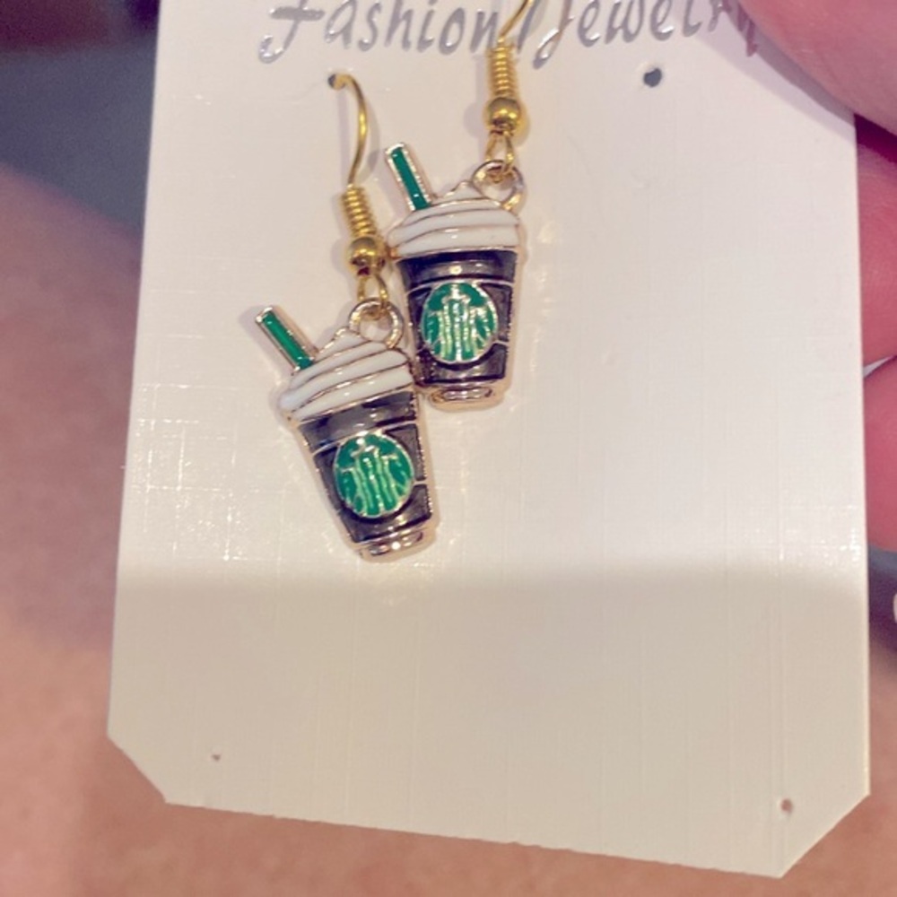 Coffee dangle earrings